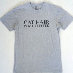 Women’s Grey "Cat Hair Is My Glitter"  Cat Graphic Short Sleeve T-Shirt S